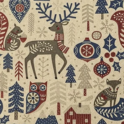 Imagen de 20 servilletas Eco Line sostenibles de papel reciclado 100% bosque escandinavo Navidad invierno ciervo búho decoración mesa 33 x cm