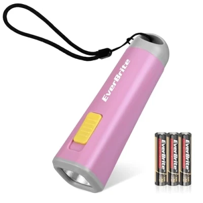 Imagen de EverBrite Mini Linterna LED Portátil Antorcha Linterna, Iluminación Nocturna, Ligera y Duradera, 3 Baterías AAA Incluidas, Buen Regalo para Chicos Color de Rosa+Violeta