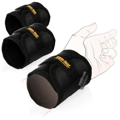 Imagen de com four® 3X Pulsera magnética para Artesanos con 3 imanes potentes Cada una Tornillos, Clavos, Brocas y Herramientas Regalo entusiastas del Bricolaje