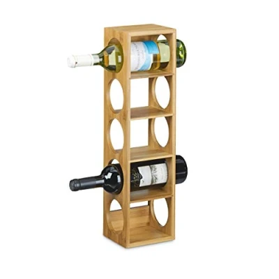 Imagen de Relaxdays 3 Botelleros Vino, Soportes Botellas, Estantes con 5 Baldas, Estanterías para Bebidas, Bambú, 53 x 14 12 cm, Marrón