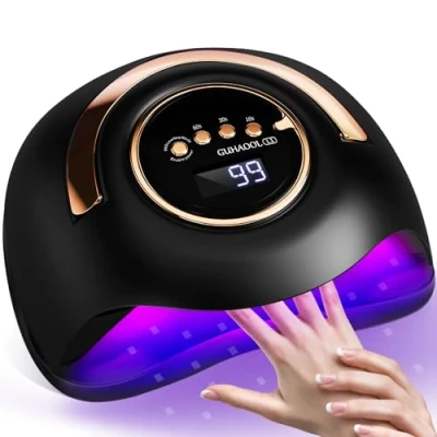 Imagen de GUHAOOL Lampara LED Uñas 180W Profesional Secador de UV Gel Semipermanentes Maquina Luz Lamp,con 4 Temporizador 10/30/60/99S, Sensor Automático,Base Desmontable,Negro
