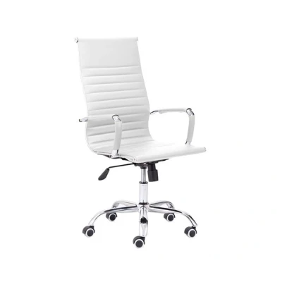 Imagen de Letter, Silla Giratoria de Oficina, Despacho o Estudio, Acabado en Símil Piel Blanco, Medidas: 64 cm (Ancho) x (Fondo) 106 116 (Alto)