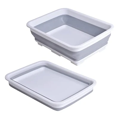 Imagen de Pinsheng Fregadero Plegable Camping, Tina para Lavar Ropa Cesta de Lavandería Plastico Tabla Cortar Multifunción Cuenco Lavabo Portatil Camping 10L