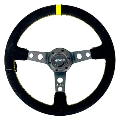 Imagen de OCC MOTOR SPORT Volante semidesplazado mod track piel vuelta brazos negros OCCVOL013