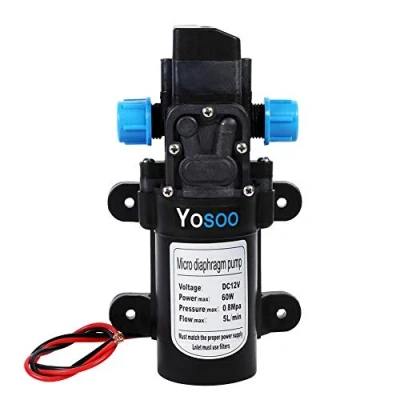Imagen de Keenso DC 12V Bomba de diafragma presión Agua Dulce con Abrazaderas Manguera rociadora autocebante Interruptor 5 L/Min 116 PSI para RV Camper Marine Boat