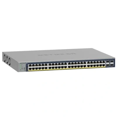 Imagen de NETGEAR Switch PoE Gigabit Ethernet Smart gestionado de 52 Puertos GS752TP Gestión Insight Opcional, 48x PoE+a 380W, 4X 1G SFP, Montaje en sobremesa o Bastidor y protección Limitada por Vida
