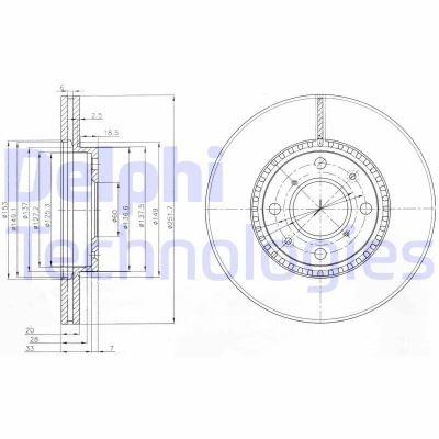 Imagen de DELPHI BG4049C Disco de freno 252 20 4 ventilado revestido sin procesar cojinete rueda, anillo sensor ABS SUZUKI: SWIFT 3, Splash
