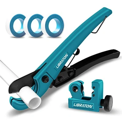 Imagen de Libraton Juego de Cortadores, 0 31mm Cortatubos para Mangueras y Plástico PEX, PVC, PPR, 3 22mm Cortador Tubos Tubo Aluminio Cobre, Cintas PTFE 10 Metros