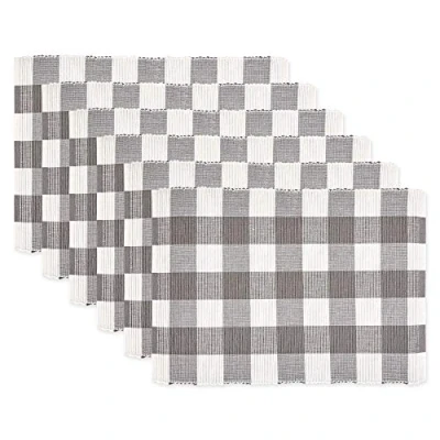 Imagen de DII Buffalo Check Collection, Juego de Mesa clásico Granja, manteles Individuales, 13 x 19 Pulgadas, Gris y Blanco, 6 Piezas