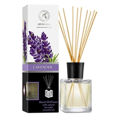 Imagen de Difusor de Varillas Lavanda 200ml Aroma con Aceite Esencial Aromático Reed Difusores 10 Palitos Ratán Perfumado Varitas Aromáticas