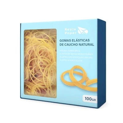 Imagen de RAYLU PAPER Gomas elásticas de caucho 100% natural, bandas papelería resistentes y reutilizables para oficina hogar (180 Ø x 2 mm, 100g)