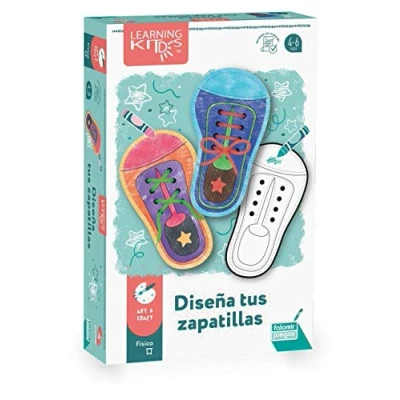 Imagen de Falomir Diseña Tus Zapatillas. Juego de Mesa Educativo para Practicar la psicomotricidad Fina, Large (30023)