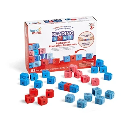Imagen de Learning Resources Reading Rods para Aprender a identificar los fonemas Alfabeto, aprende Leer, Actividades Formar Palabras, Bloques con Letras (95392)