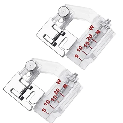Imagen de DUjuanhong Prensatelas Dobladillo para Maquina de Coser,2 Piezas 5 a 20 mm Colocar Bies con Guia Ajustable Brother Singer Janome Kenmore Babylock