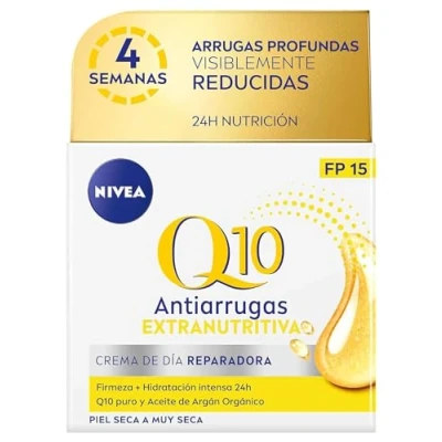 Imagen de NIVEA Q10 Power antiarrugas crema de Día Extra Nutritiva (1 x 50 ml), facial con coenzima y aceite argán, antiedad FP15 para piel seca
