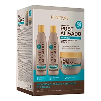 Imagen de Kativa Kit Champú, Acondicionador y Mascarilla Post Tratamiento, 750ml