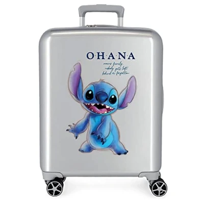 Imagen de Disney 100 Stitch Maleta de Cabina Gris 40x55x20 cms Rígida ABS Cierre TSA Integrado 38,4L 2 kgs 4 Ruedas Dobles Equipaje Mano