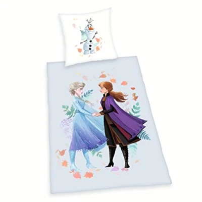 Imagen de Herding Disney Frozen Juego de Ropa Cama, Funda Almohada 80 x cm, nórdica 135 200 Cierre botón, 100% algodón/Franela, Multicolor