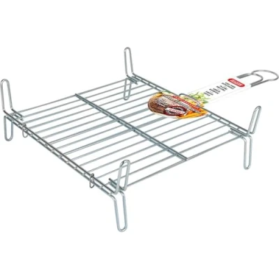 Imagen de Algon Parrilla Barbacoa 35x35 Acero Inoxidable Zincado Gris Metalizado con Cierre de Seguridad Ideal para Asar Carnes y Verduras Resistente Duradera Exterior