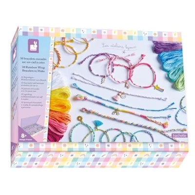 Imagen de Janod Kit Pulseras Arcoíris Manualidades Creativas Juego Infantil que Estimula la Creatividad Actividad Manual para Niños A partir de 8 Años J09134