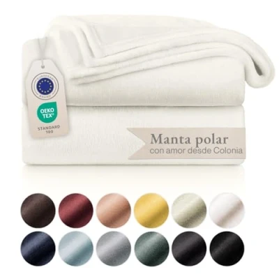 Imagen de Blumtal Mantas para Sofá de Franela Suave y Acolchada Manta Polar 100% Microfibra Extra Suave, sofá, Cama o Sala Estar, Blanco, 270 x 230 cm