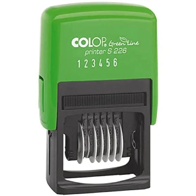 Imagen de Colop S226 Green Line Sello numerador (tinta integrada, 6 franjas, 22 x 4 mm), color negro