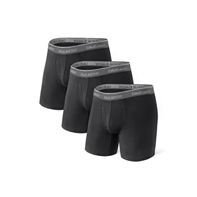 Imagen de DAVID ARCHY Calzoncillos Tipo bóxer para Hombres, Ropa Interior de Fibra bambú con Bolsa, Ultra Suaves y Transpirables, Pack 3