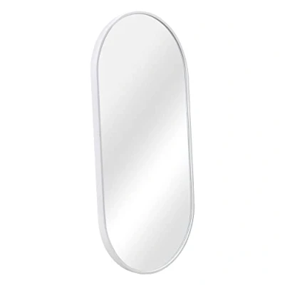 Imagen de [en.casa] Espejo de Pared para Baño Pasillo Elegante Forma Elíptica Horizontal/Vertical Aluminio 40 x 80 cm Blanco