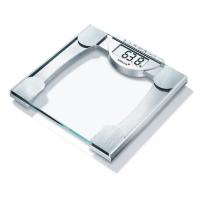 Imagen de Korona KFW 5505 Báscula de baño con indice grasa corporal, escala hasta 180 kg, intervalos en gramos 100, transparente y plateado