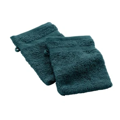 Imagen de douceur d&#039;intérieur Elegance 2 Guantes de baño (15 x 21 cm) Azul, 100% algodón Liso