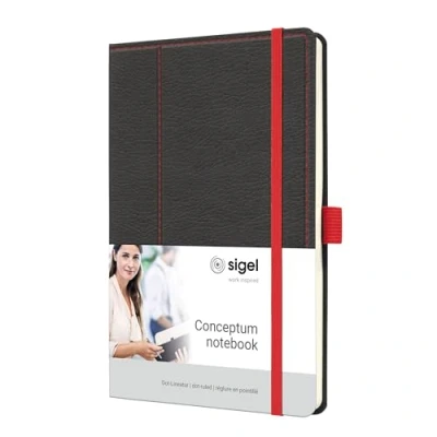 Imagen de SIGEL CO695 Conceptum Libreta, diseño Casual, cuadriculado con puntos (impresión Dot), aprox. A5, gris, rojo, tapa dura, 194 páginas