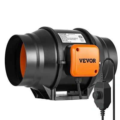 Imagen de VEVOR Ventilador Silencioso de Conducto en Línea, 306 x 255 212 mm 323,7 CFM con Controlador Velocidad Variable, Motor CA para Refuerzo Refrigeración, Tiendas Cultivo, Hidroponía