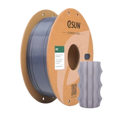Imagen de eSUN PET Filament 1.75mm, Filamento de Alta Dureza, Carrete 1KG (2.2 LBS) para Impresión 3D Impresoras 3D,Gris Translúcido