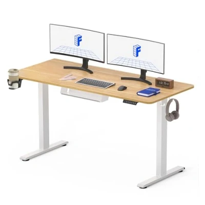Imagen de FLEXISPOT 120x60cm Escritorio Eléctrico Ajustable en Altura, Standing Desk para Computadora con Gancho, Función de Memoria, Oficina y Dormitorio