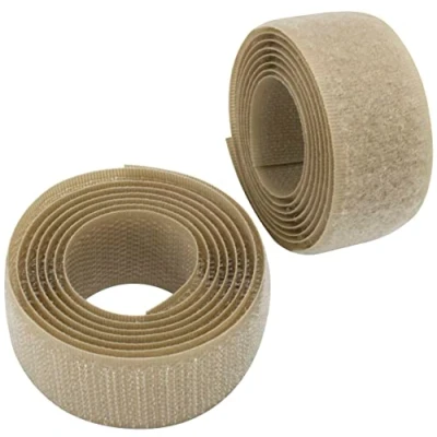 Imagen de AERZETIX C65954 Cinta/rollo de scratch 25mm 1 metro auto agarre organizador/sujetacables tira enganche bolsa prenda correa color: beige oscuro en poliamida y poliéster