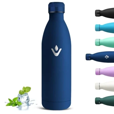 Imagen de Grsta Botella Agua Acero Inoxidable, Termica 1 litro, Prueba de Fugas Termo Sin BPA, Reutilizable Cantimplora Termica, Mantiene 24H Frio/12H Calor, Gimnasio para Gym, Viaje, Hogar
