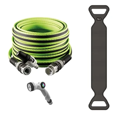 Imagen de FITT Force Plus 1/2&quot; 15 m, Manguera de Agua Jardín, Ligera y Resistente, para Uso Intensivo con Lanza, Pistola Multifunción Hose Caddy, Lime