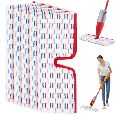 Imagen de 5 Piezas Recambio Mopa Kit Compatible con Vileda 1 2 Spray MAX, Reutilizable de Microfibra para Uso en Seco y Húmedo, Todo Tipo Suelos