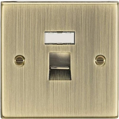 Imagen de Knightsbridge CS45AB Toma de corriente red RJ45 con borde cuadrado latón envejecido