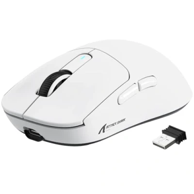 Imagen de VGN GAMEPOWER Attack Shark X3 Superlight Ratón Gaming Inalámbrico, 49g Ultraligero Mouse Gaming, Sensor PAW3395, 26,000DPI, Tres Modos G502 (2.4G/Bluetooth/Cableado) Batería 200 Horas, PC/Mac, Blanco