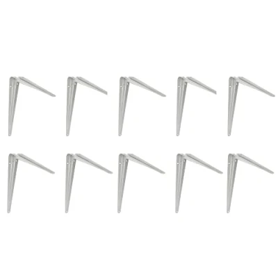 Imagen de Amig 10 Palomillas para estanterías de pared Escuadras metálicas baldas Ángulos estantes Soportes Acero Color Gris Metalizado Medida: 400x350 mm Peso máx. recomendado: 40 Kg