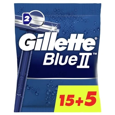 Imagen de Gillette BlueII Maquinillas Desechables Para Hombre, Dos Hojas De Afeitar, Cabezal Fijo, 15+5 (Total 20 Uds)