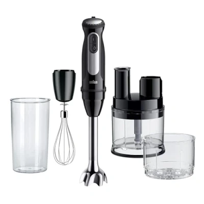 Imagen de Braun MultiQuick 5 Pro MQ 55755 M, Batidora de Mano con Tecnología PowerBell Plus, Minipimer 25 Velocidades+Turbo, EasyClick Mini Procesador Alimentos, Picadora SizeControl, 500ml Vaso, 1000W
