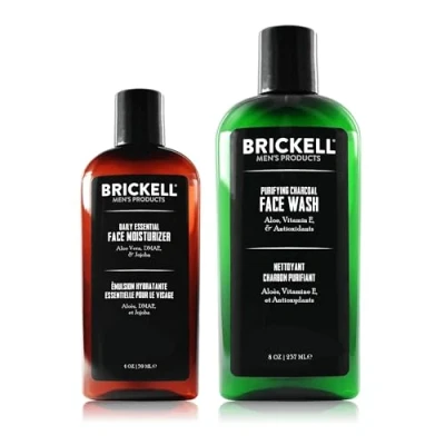 Imagen de Brickell Men&#039;s Products Rutina Esencial de Cuidado Facial Diario II Gel Limpiador e Hidratante Facial, Natural y Orgánico, Sin Perfume