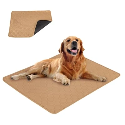 Imagen de Eastlion Empapadores para Perros,Almohadilla de Entrenamiento Lavable y Reutilizable,Alfombra Perros Superabsorbente,Almohadillas Cachorro Apto Gatos(1 Piezas 60x45cm) S Beige