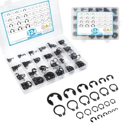 Imagen de 324 Piezas Circlips Internos C Clip, Anillos de Retención Externos e Internos, Kit Presión C, Juego para Rodamientos Sujeción