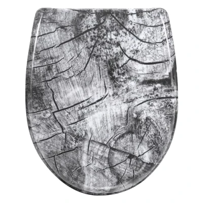 Imagen de WOLTU Tapa WC, Inodoro con Cierre Suave, de Water Forma O, Asiento Liberación Rápida, Montaje Inferior y Superior Bisagras Ajustables 7 18.5 cm,Madera Antracita,WS2971