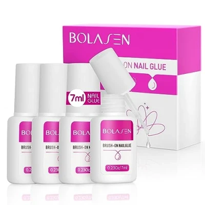 Imagen de Pegamento Para Uñas BOLASEN, Acrilicas Súper Fuerte Con Pincel, Postizas Puntas Acrílicas, Profesional Y Artificiales 4 * 7ml