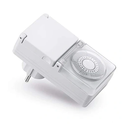 Imagen de conecto Temporizador mecánico para enchufes, Interior y Exterior, 24 Horas, 96 segmentos de conmutación, IP44, 3500W, Blanco