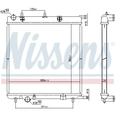Imagen de NISSENS 606400 Radiador, refrigeración del motor CITROËN: C3 I Hatchback, C2 II, PEUGEOT: 207 SW, Berlina
